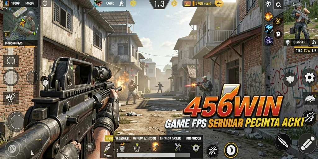 Screenshot dari gameplay dinamis 456WIN menunjukkan aksi seru di medan perang.