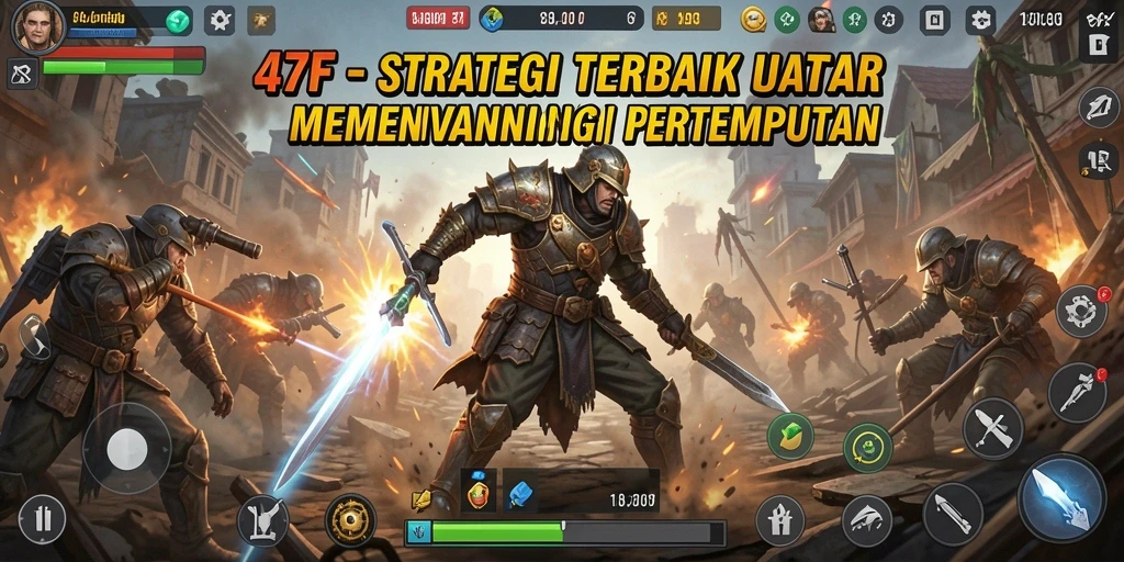 Screenshot gameplay 47F menunjukkan aksi strategi yang mendebarkan.