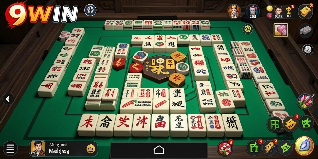 Screenshot gameplay 9WIN menampilkan suasana permainan Mahjong yang menarik.