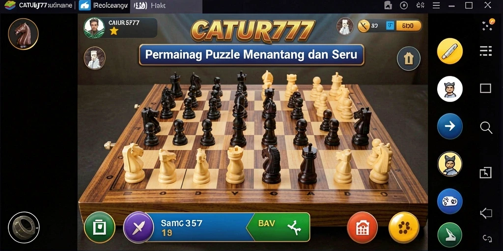 Screenshot gameplay CATUR777 menunjukkan papan catur yang menarik dan strategis.