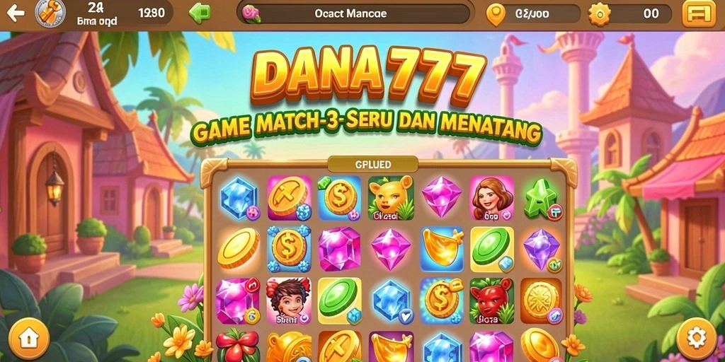 Tangkapan layar menampilkan gameplay seru DANA777 dengan elemen Match-3.