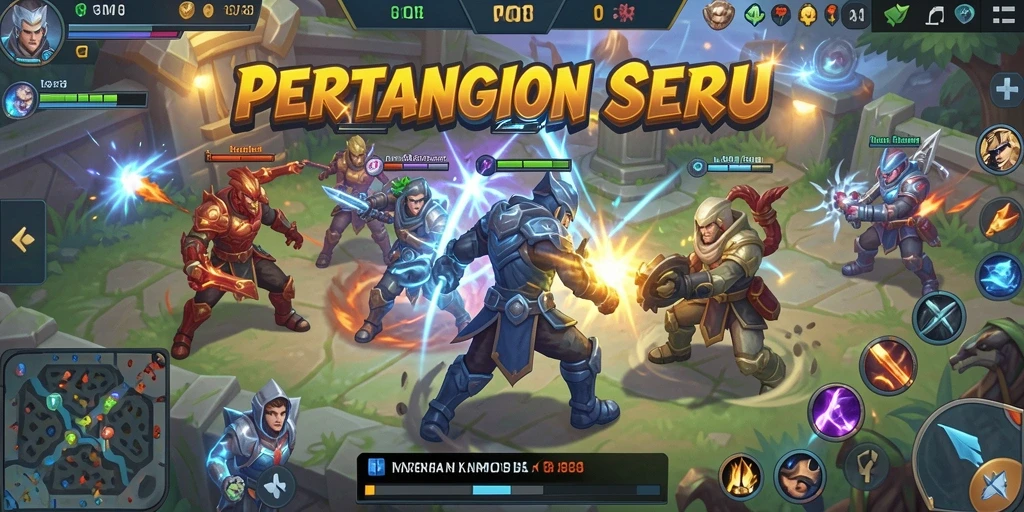 Screenshot gameplay FO8 yang menampilkan aksi seru di arena MOBA.