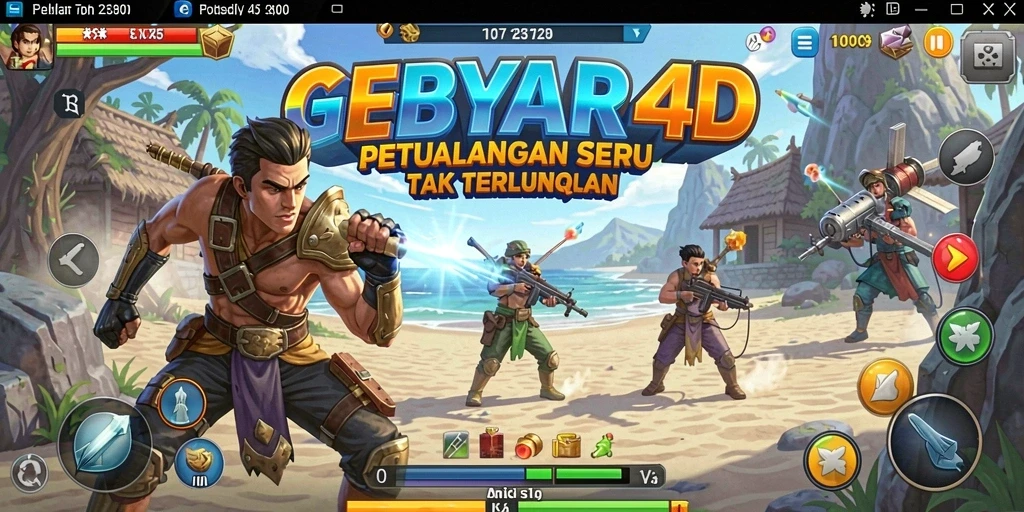 Screenshot gameplay GEBYAR4D menampilkan aksi petualangan yang seru.