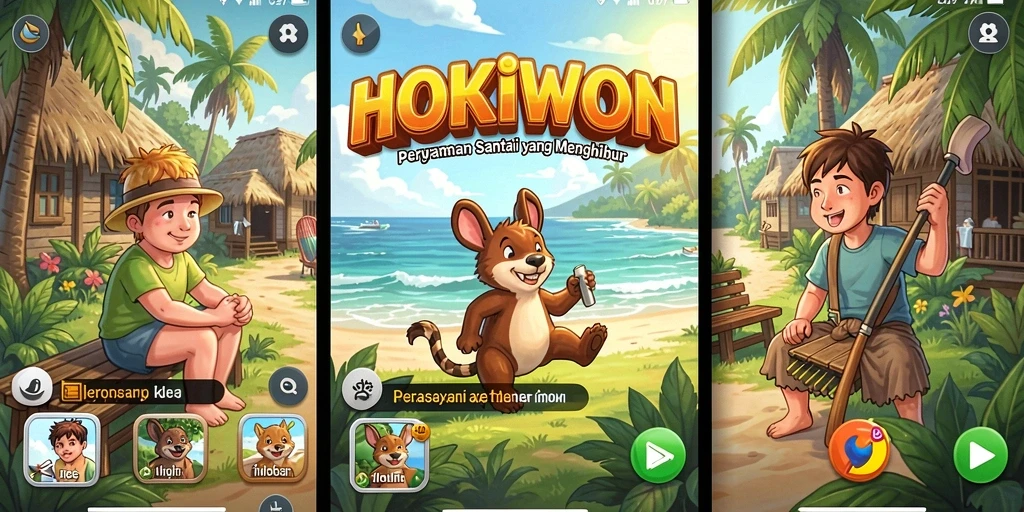 Gameplay HOKIWON yang ceria dan mengasyikkan.