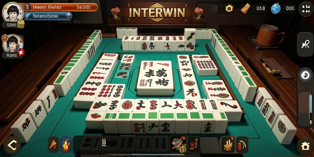 Tangkapan layar gameplay INTERWIN menampilkan padu padan ubin Mahjong yang seru.