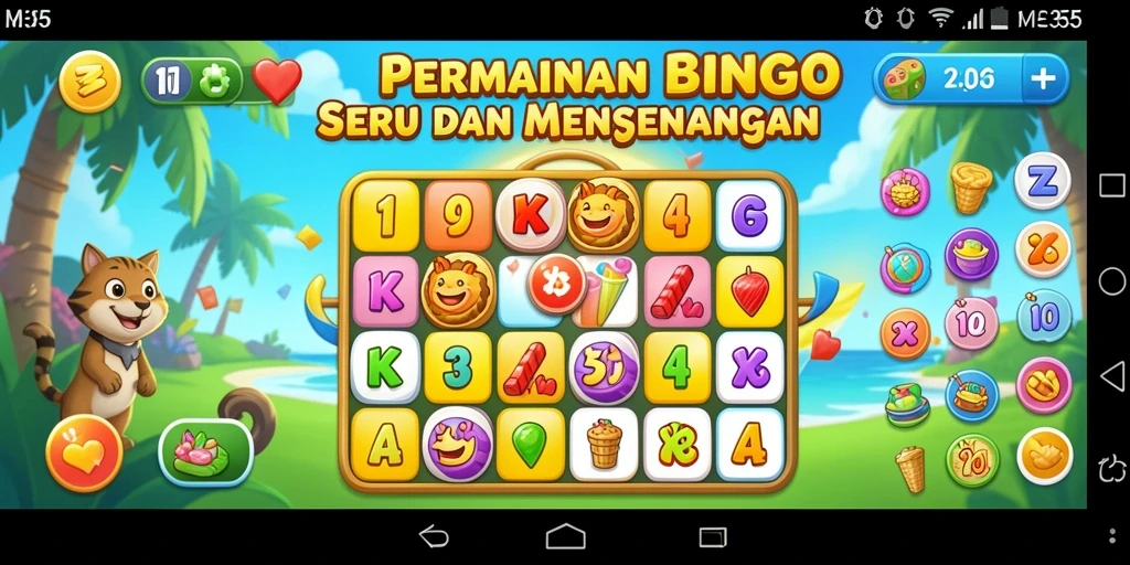Tampilan gameplay Bingo yang penuh warna dan seru di ME355.