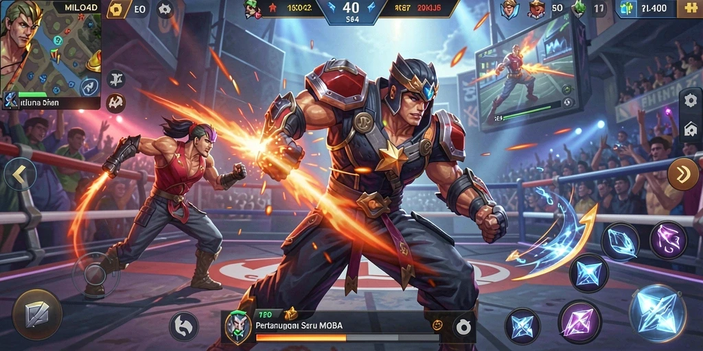 Screenshot dari gameplay MOBA yang mendebarkan di MILO4D.