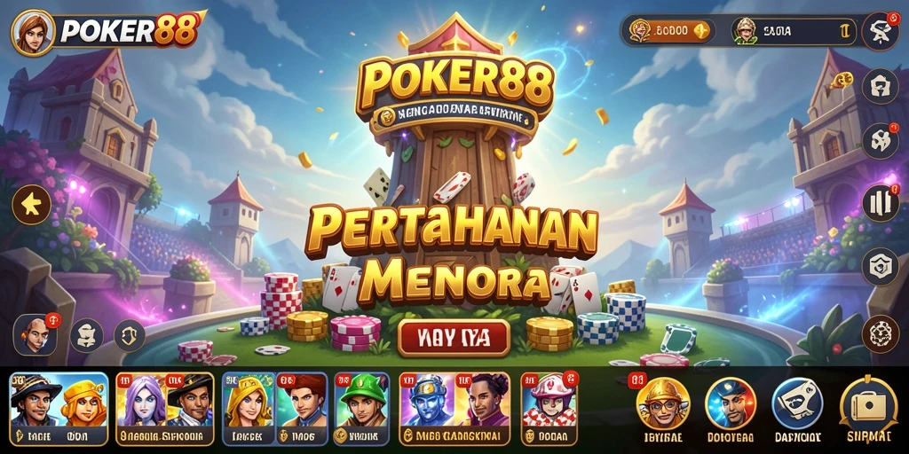Tampilan gameplay seru dari POKER88 yang menampilkan menara yang strategi.