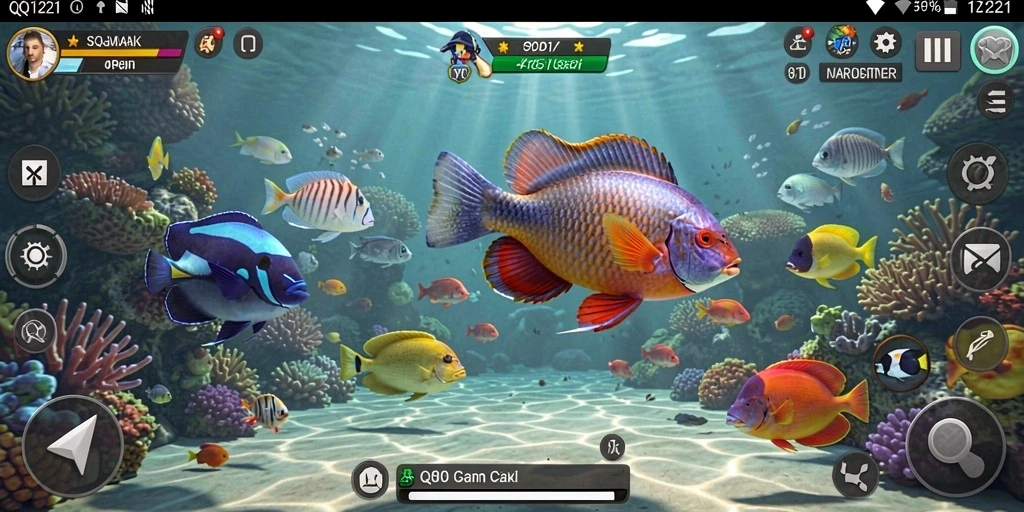 Screenshot gameplay QQ1221 menampilkan aksi menembak ikan yang seru.