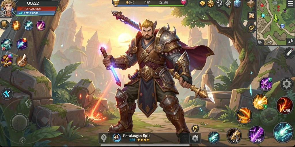 Tampilan aksi seru dan grafik memukau dalam gameplay QQ222.