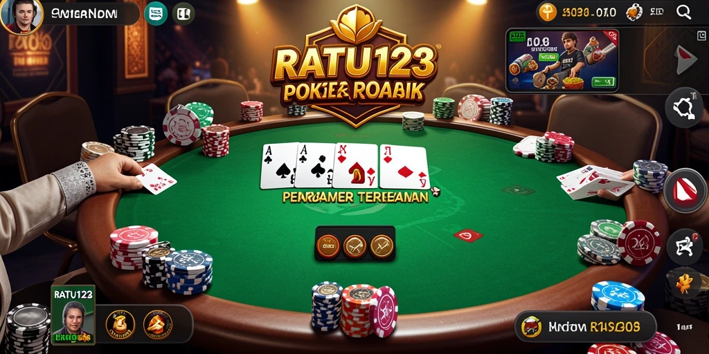 Tampilan gameplay seru di RATU123 dengan pemain berkompetisi di meja poker.