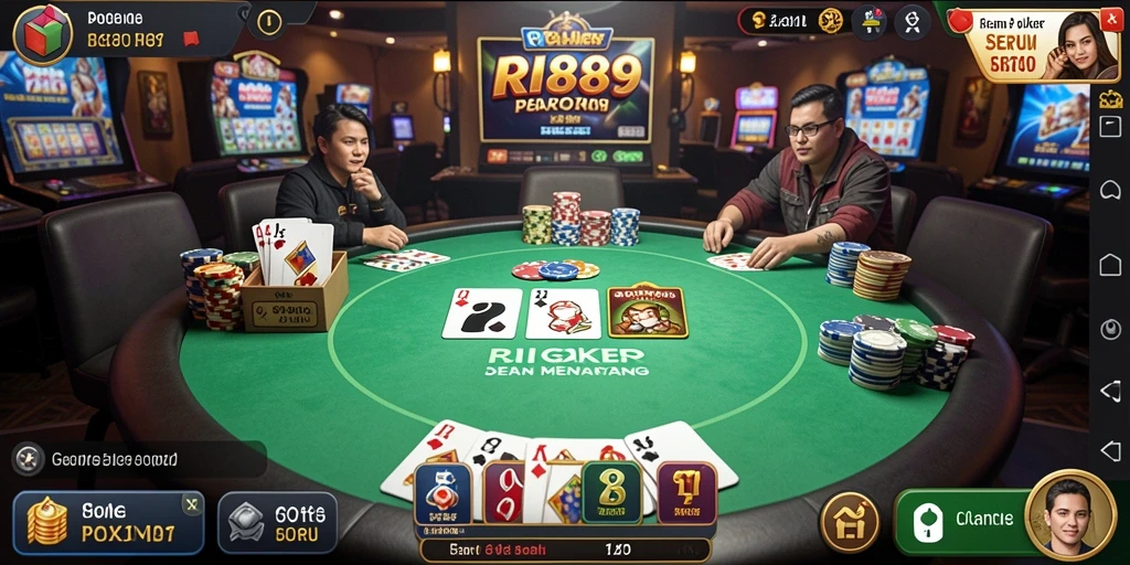 Screenshot gameplay Poker di RI889 menampilkan suasana kompetitif dan seru.