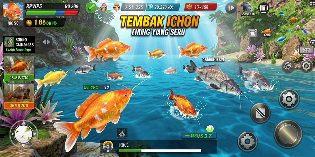 Screenshot gameplay RPVIP5 yang seru saat menembak ikan.