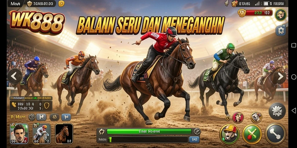 Tangkapan layar permainan WK888 menampilkan balapan yang mendebarkan.