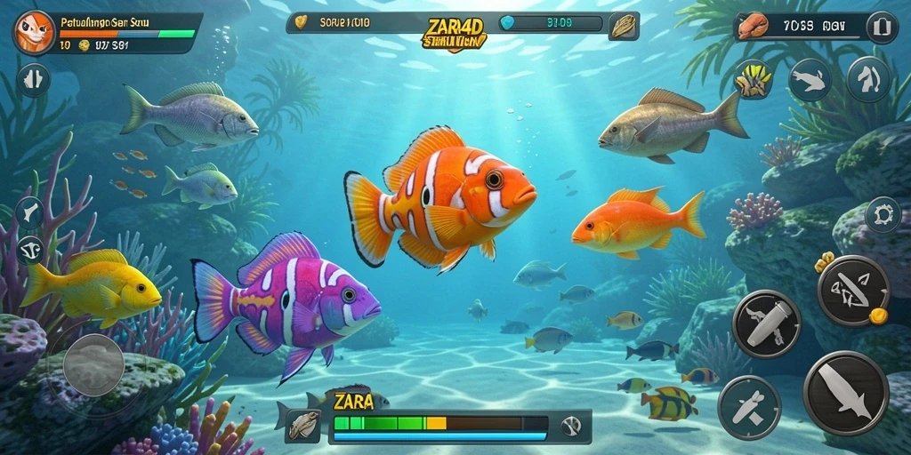 Screenshot gameplay ZARA4D yang menampilkan aksi menembak ikan.