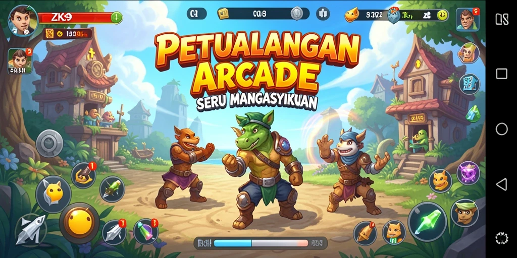 Gameplay seru ZK9 dengan karakter berwarna-warni dan level menantang.